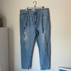 Refuge Denim Light Blue Ripped Mom Jeans size 15